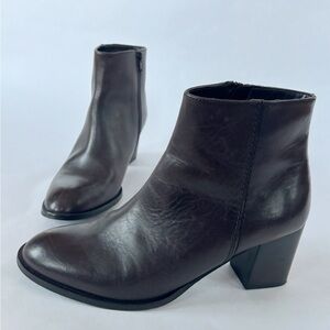 Lamica Made in Italy Brown Leather Ankle Boots – Size 40 – Block Heel